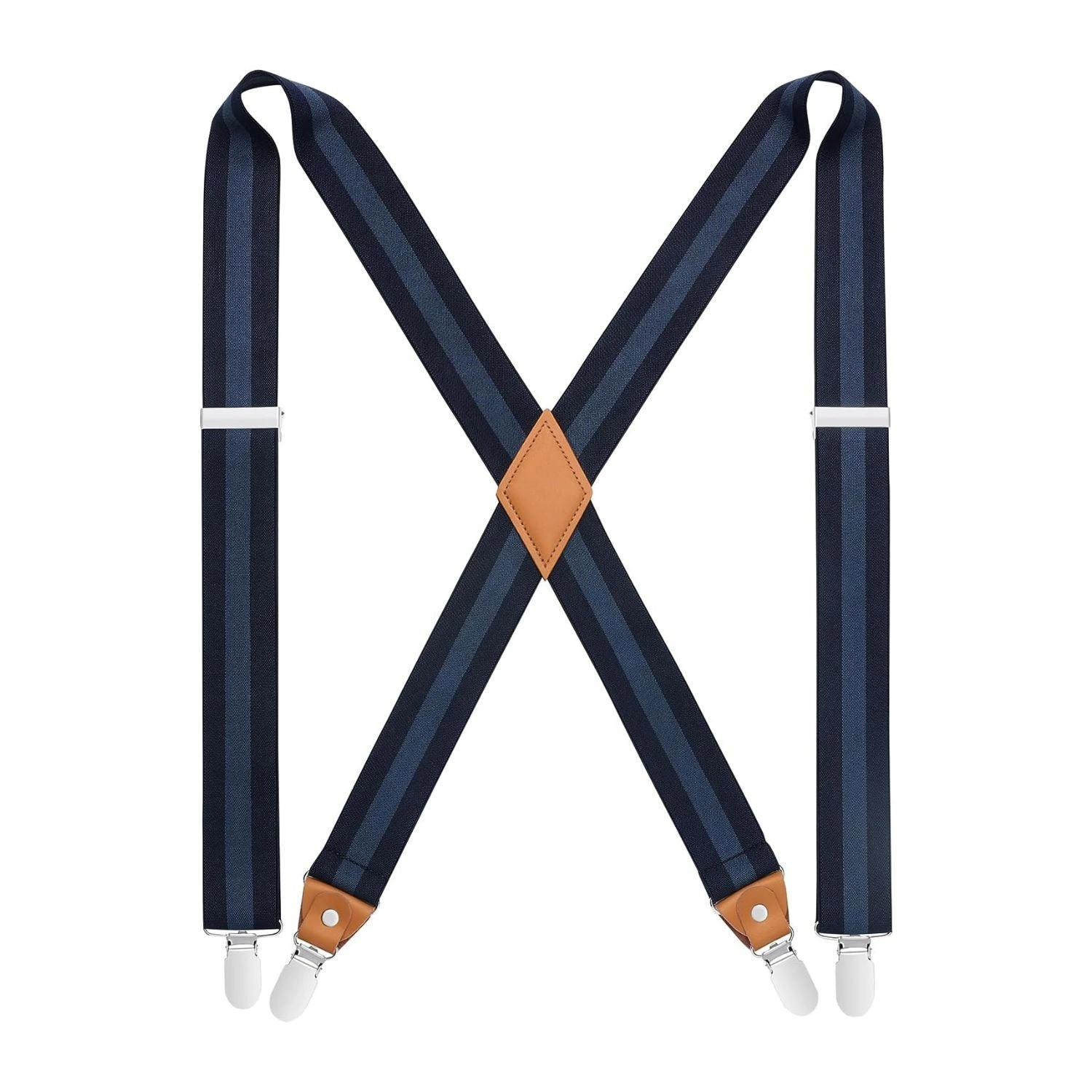 Ceathair-Clip Adjustable Suspender 1.4 orlach - Gorm Dorcha, dath na bhFlaitheas, faiseanta, áisiúil, agus is féidir leis a bheith agat anois!